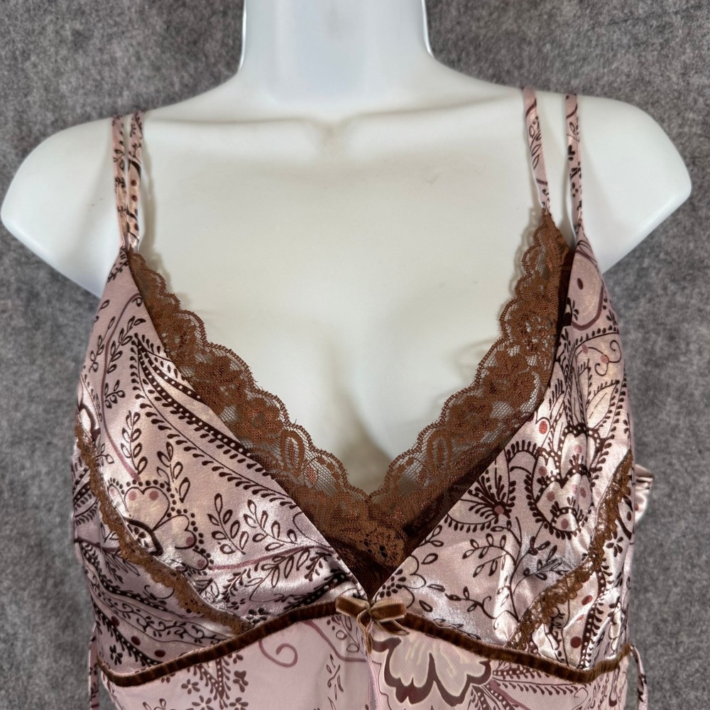 Y2K Linea Donatella Camisole Babydoll Tank top Womens Large Satin Lace Feminine